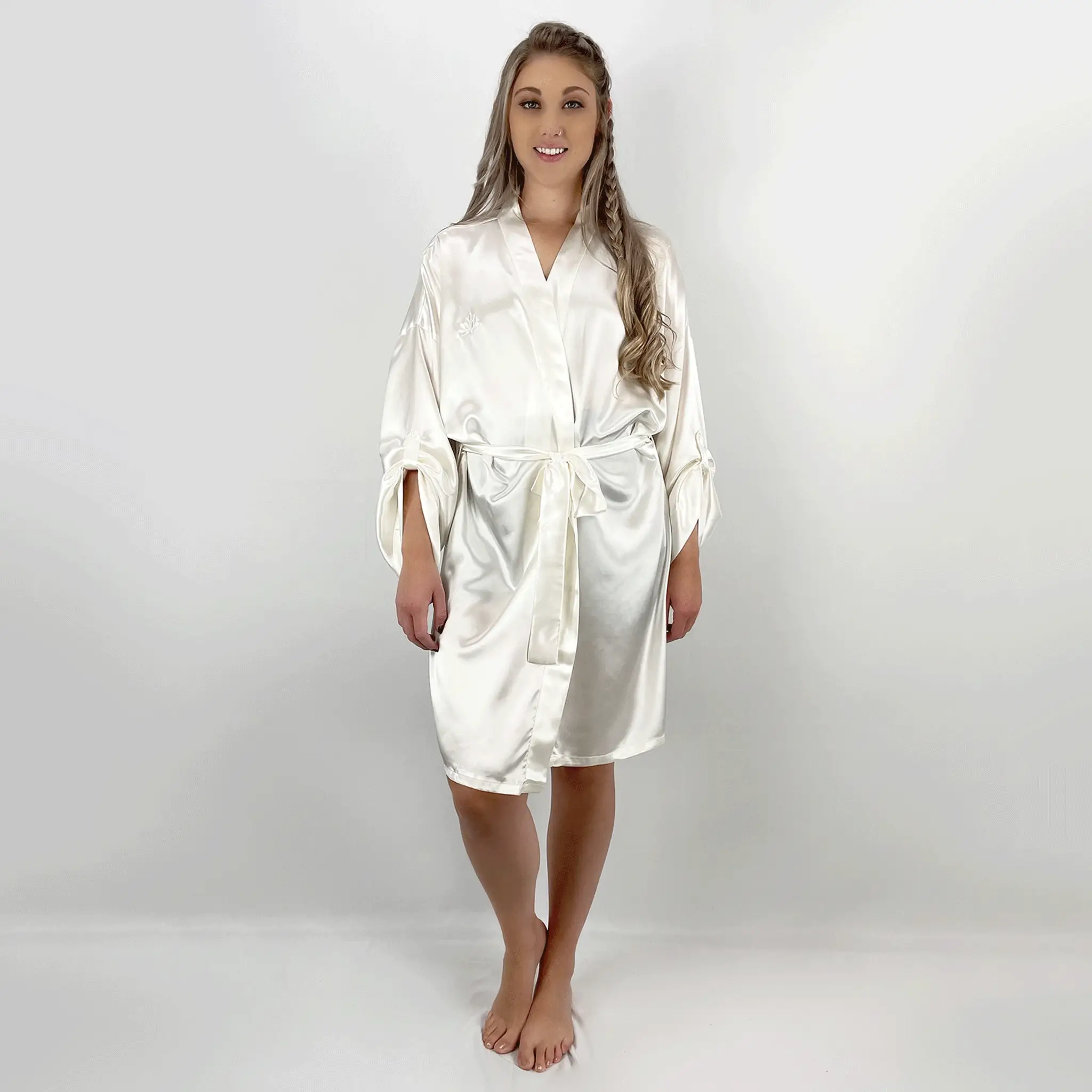 100% Pure Silk Robe - Natural Ivory - Image 7