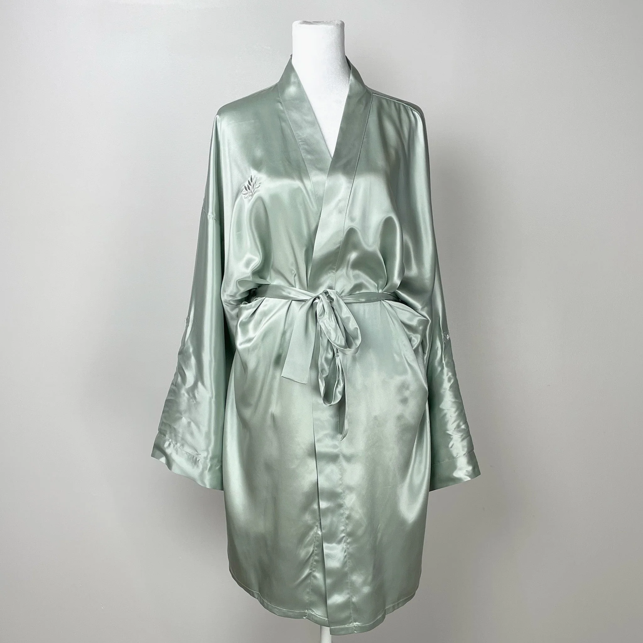 100% Pure Silk Robe - Sage - Image 15