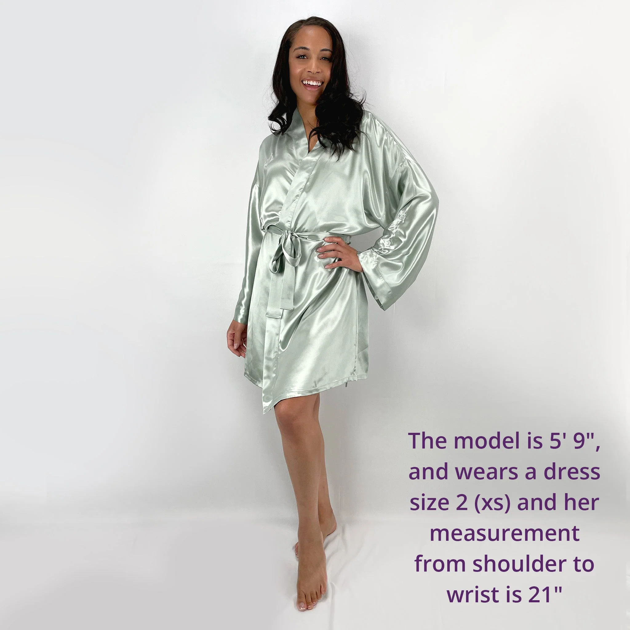 100% Pure Silk Robe - Sage - Image 6