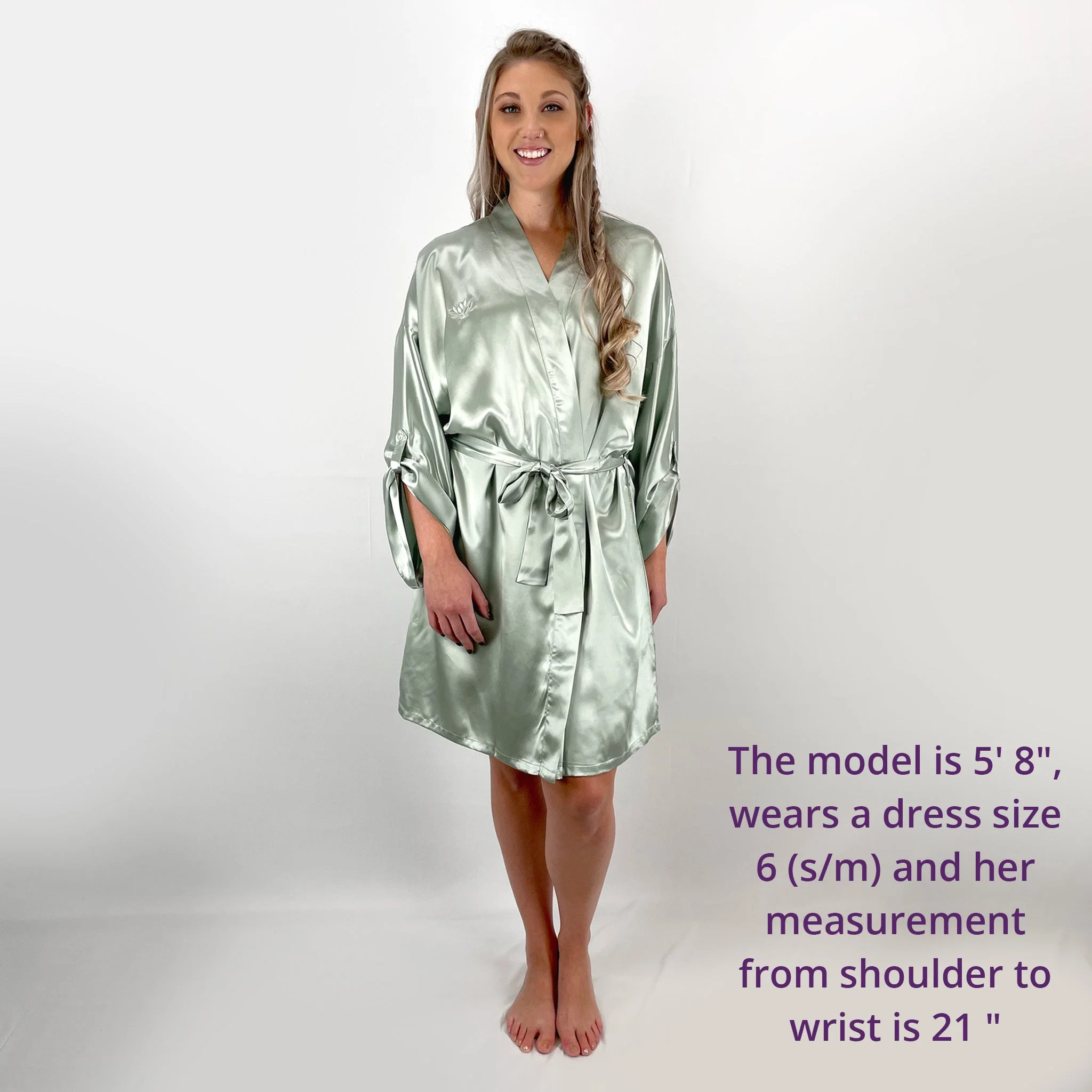 100% Pure Silk Robe - Sage - Image 8