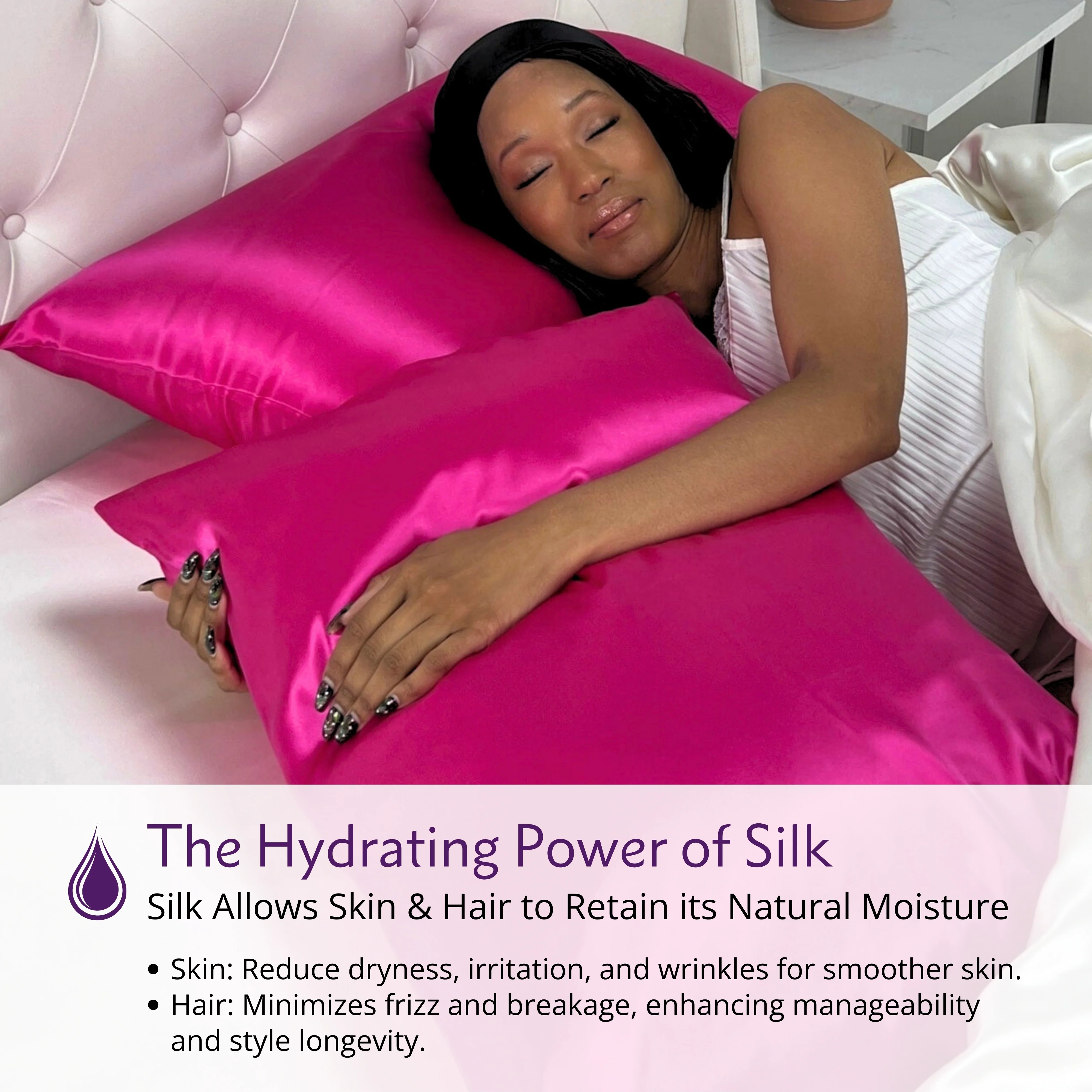 19 Momme Silk Pillowcase - Magenta - Image 6