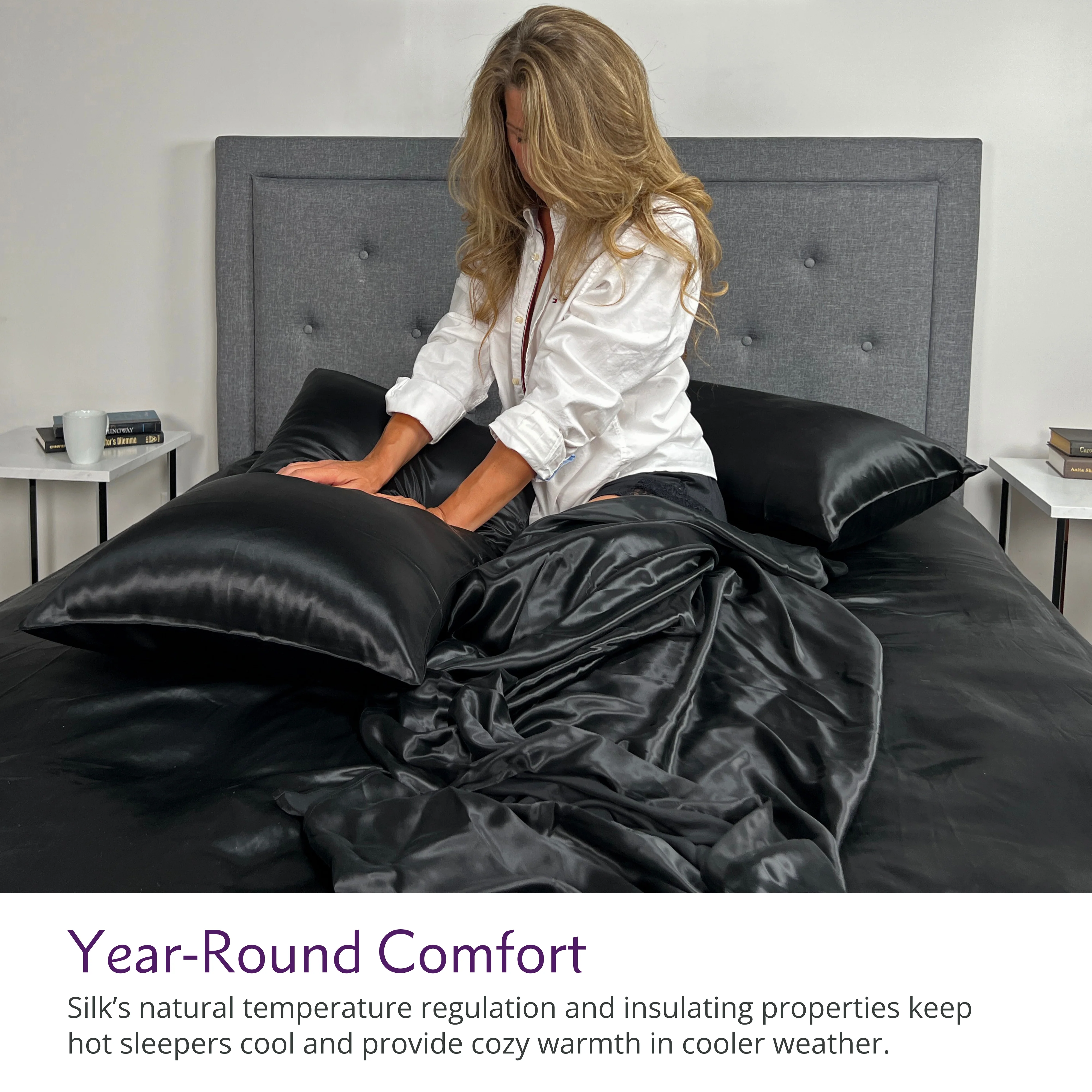 19 Momme Silk Sheet Set - Black - Image 6