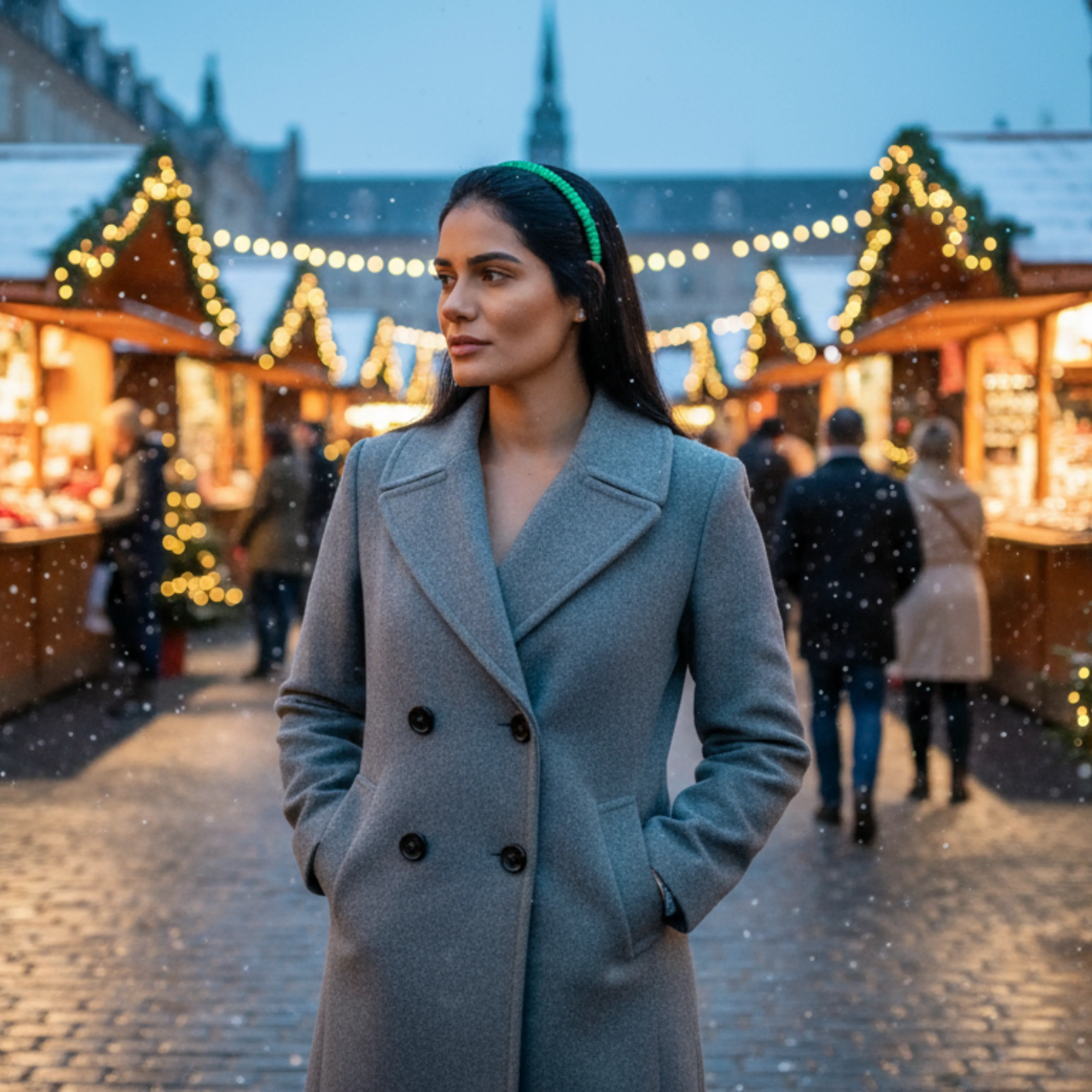 Silk Skinny Scrunched Headband - Emerald Green - Image 4
