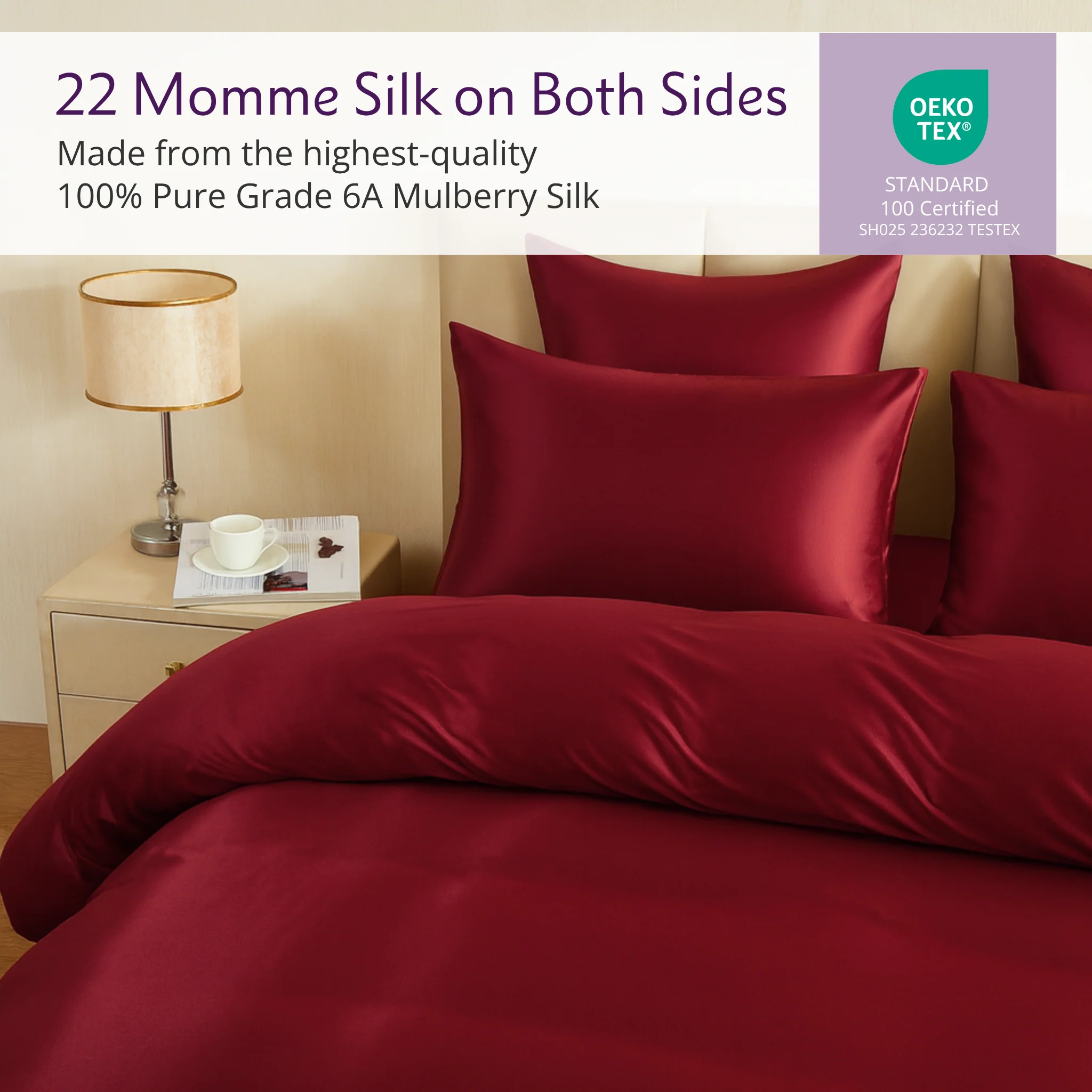 22 Momme Silk Duvet Cover - Cabernet - Image 4