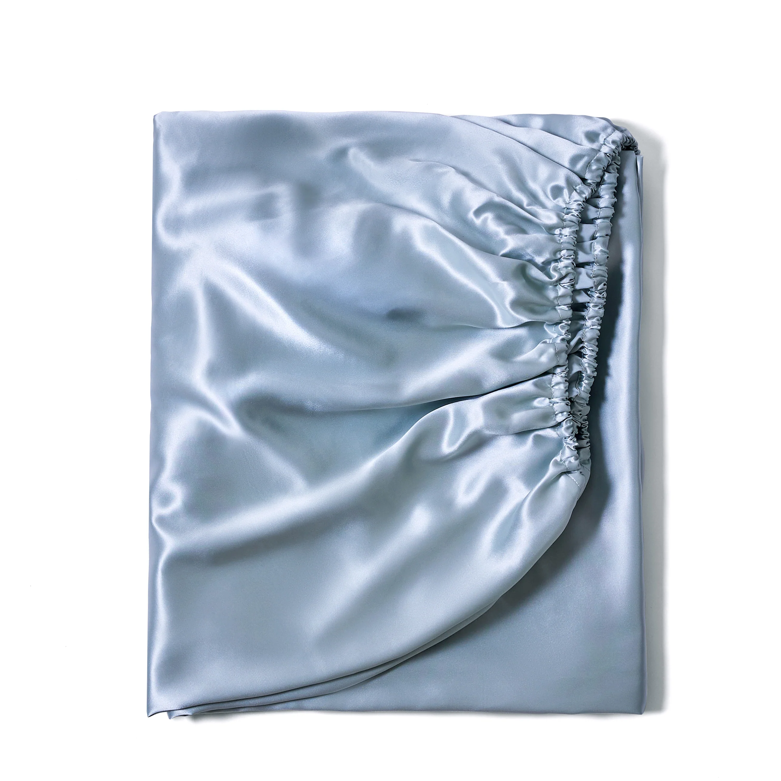 22 Momme Silk Fitted Sheet - Steel Blue - Image 5
