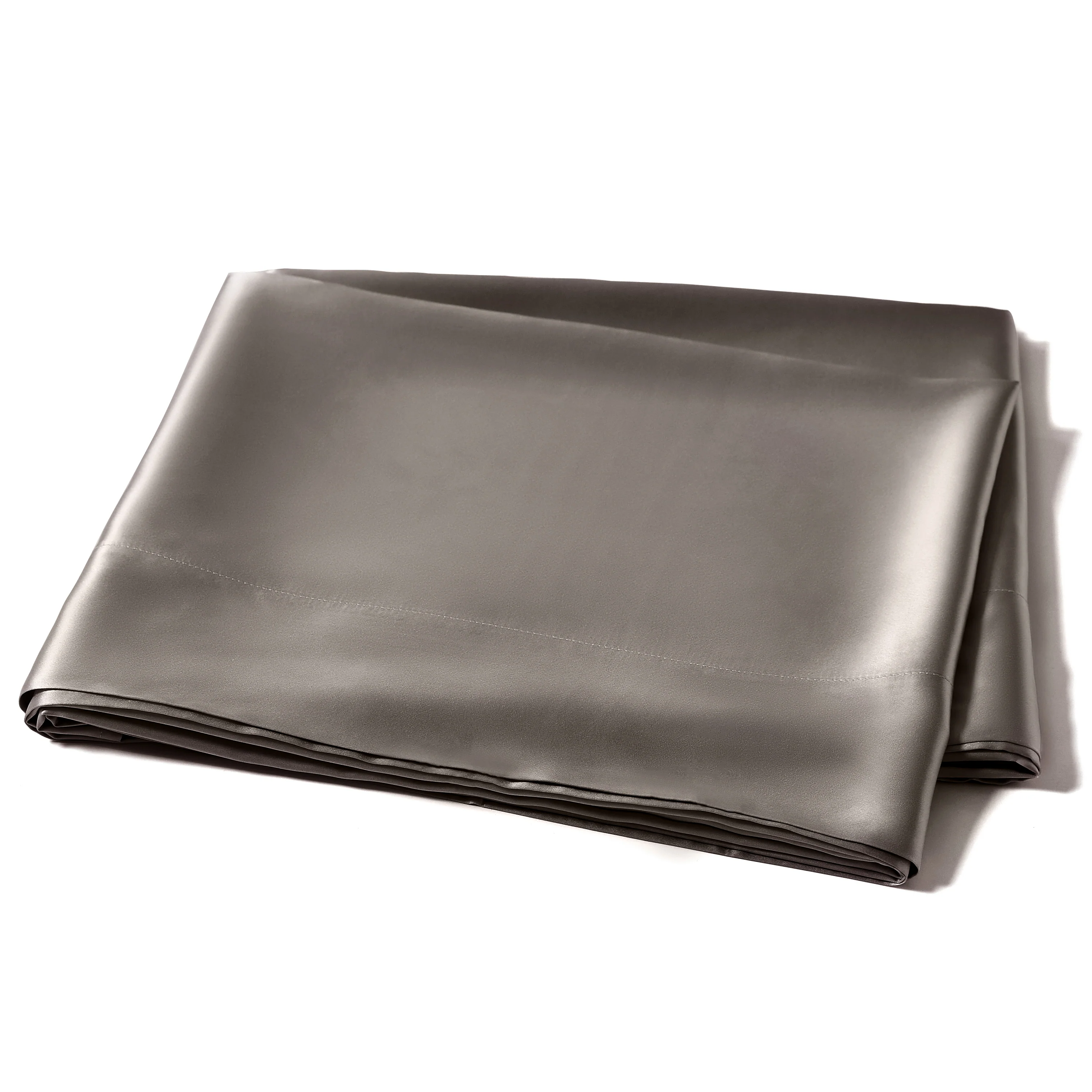 22 Momme Silk Flat Sheet - Gunmetal - Image 4