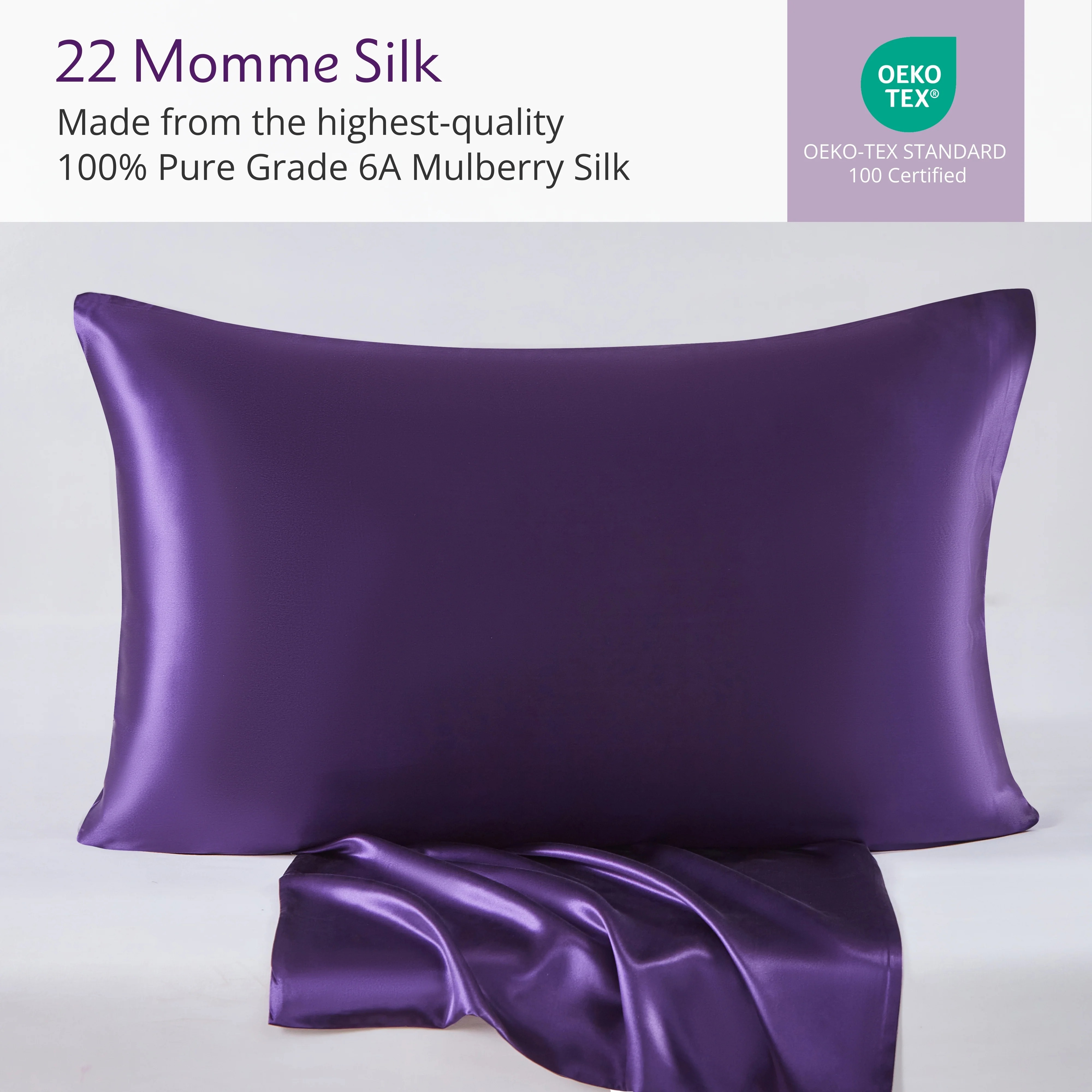 22 Momme Silk Pillowcase - Plum - Image 4