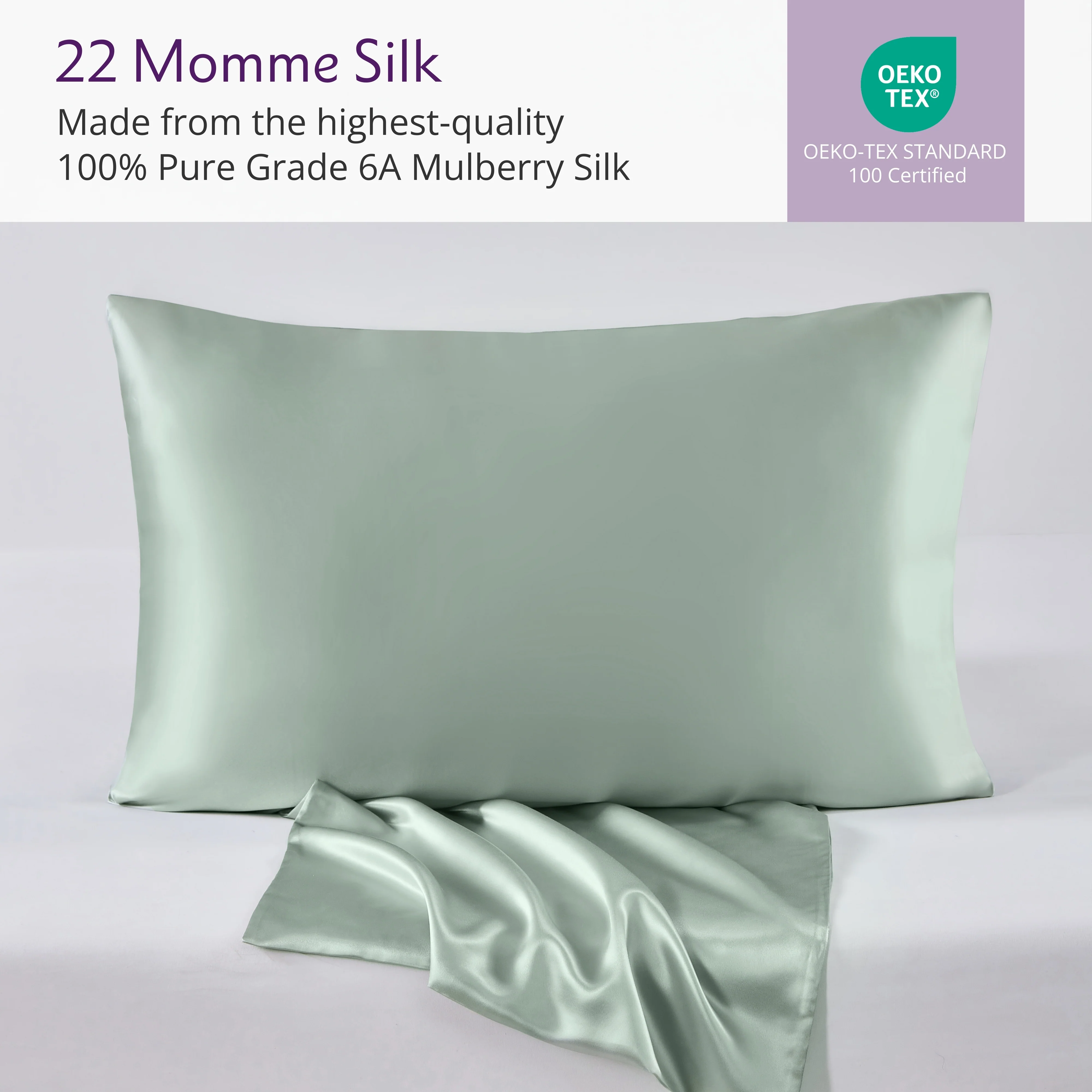 22 Momme Silk Pillowcase - Sage - Image 4