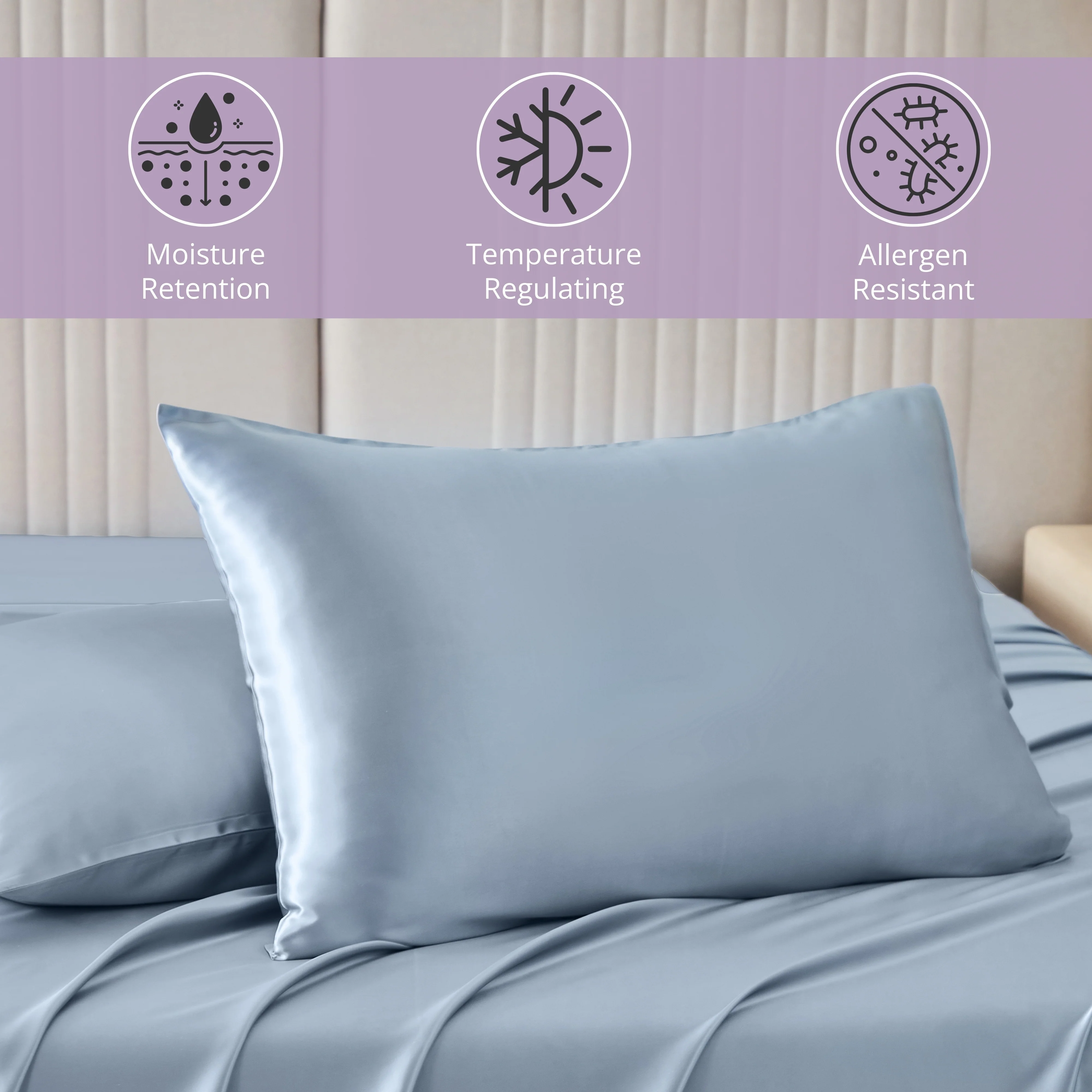 22 Momme Silk Pillowcase - Steel Blue - Image 3