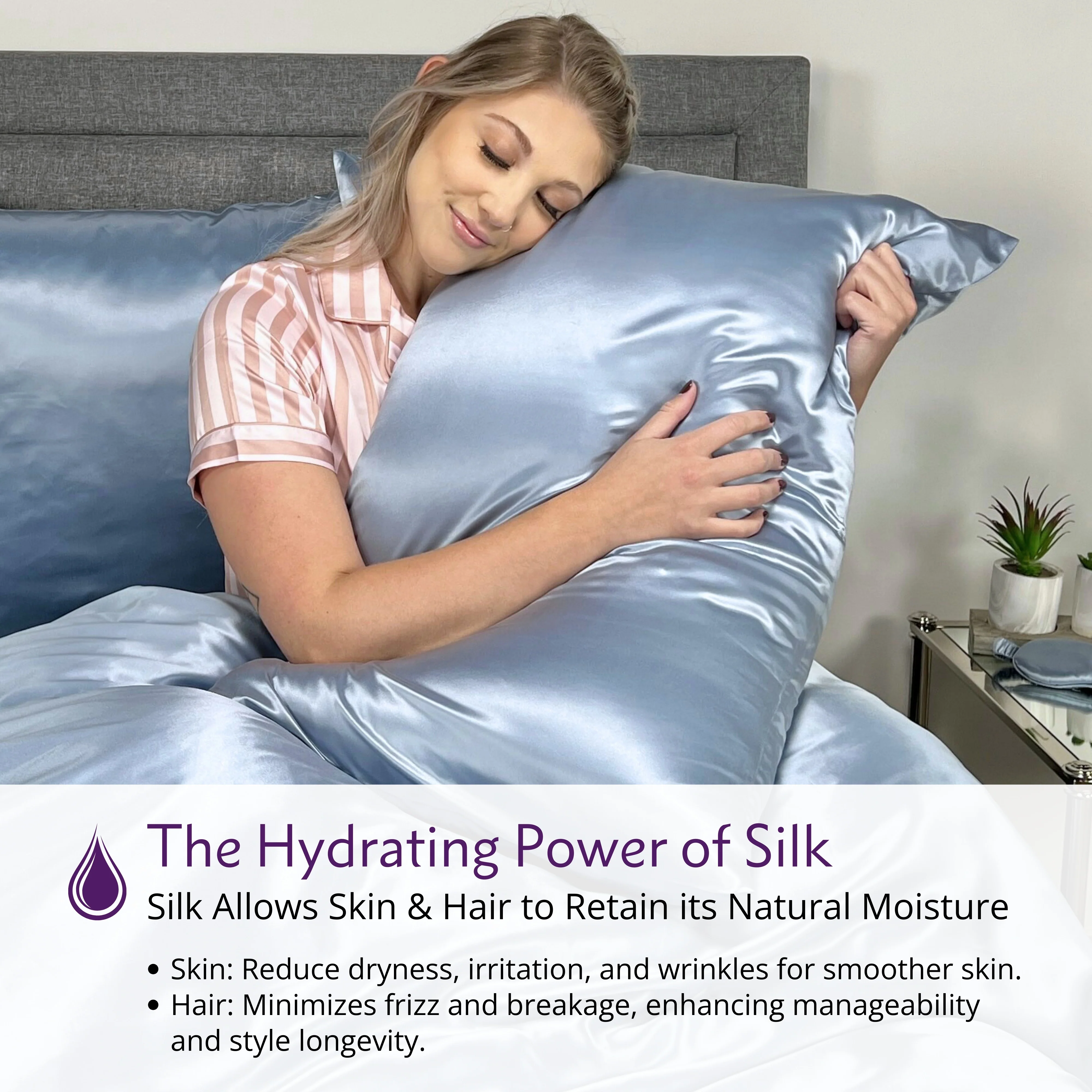 22 Momme Silk Pillowcase - Steel Blue - Image 5