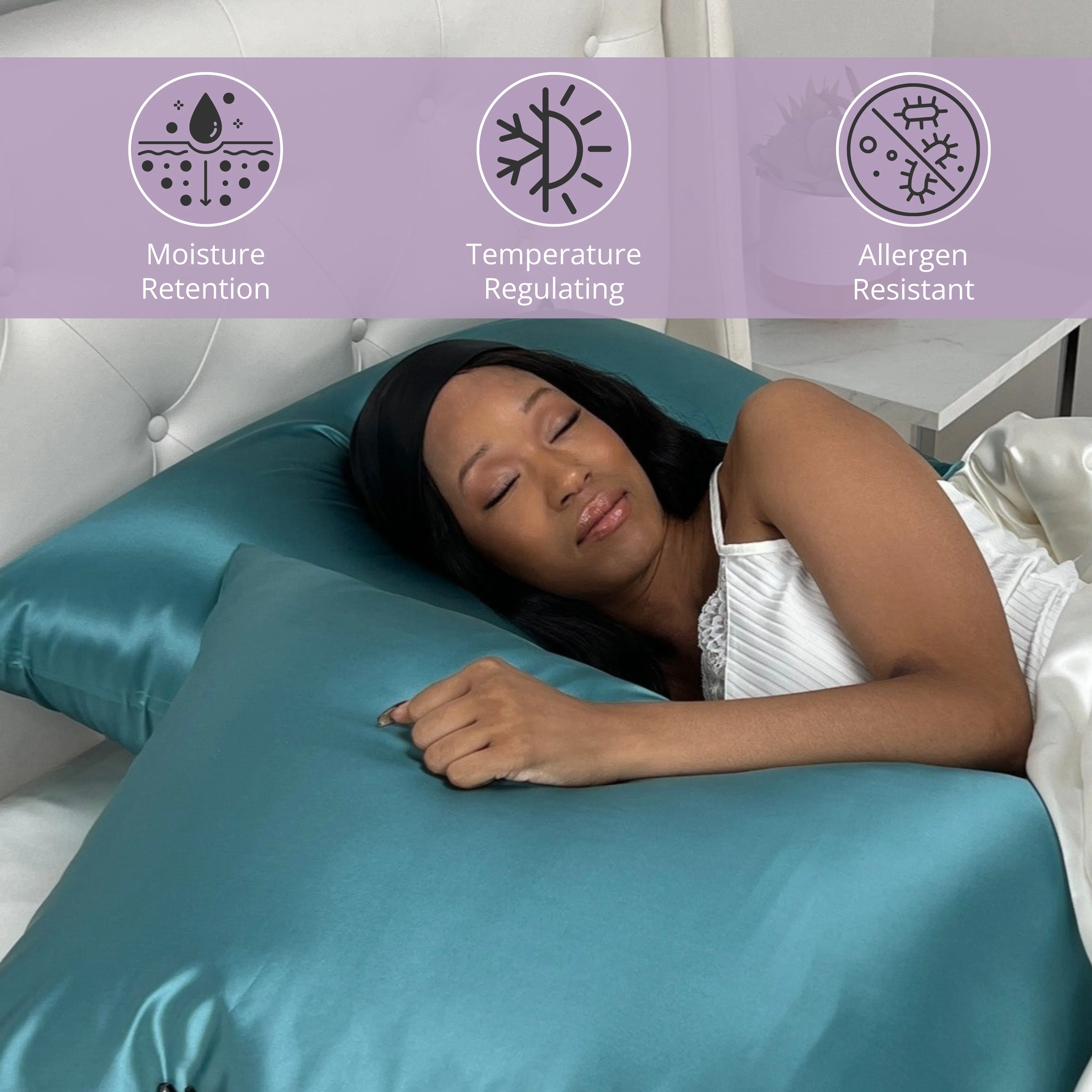 22 Momme Silk Pillowcase - Teal - Image 3