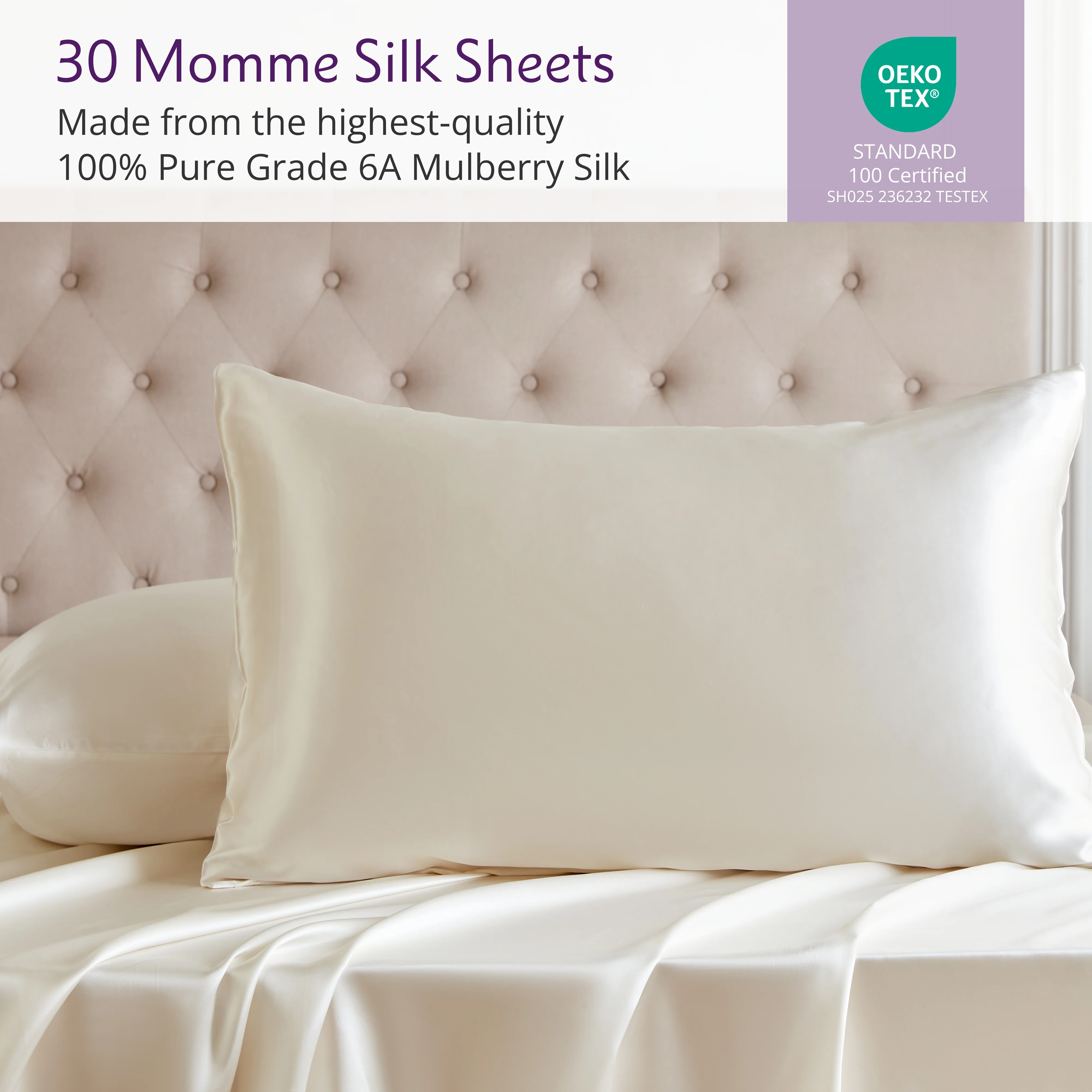 30 Momme Silk Sheet Set - Natural Ivory - Image 4