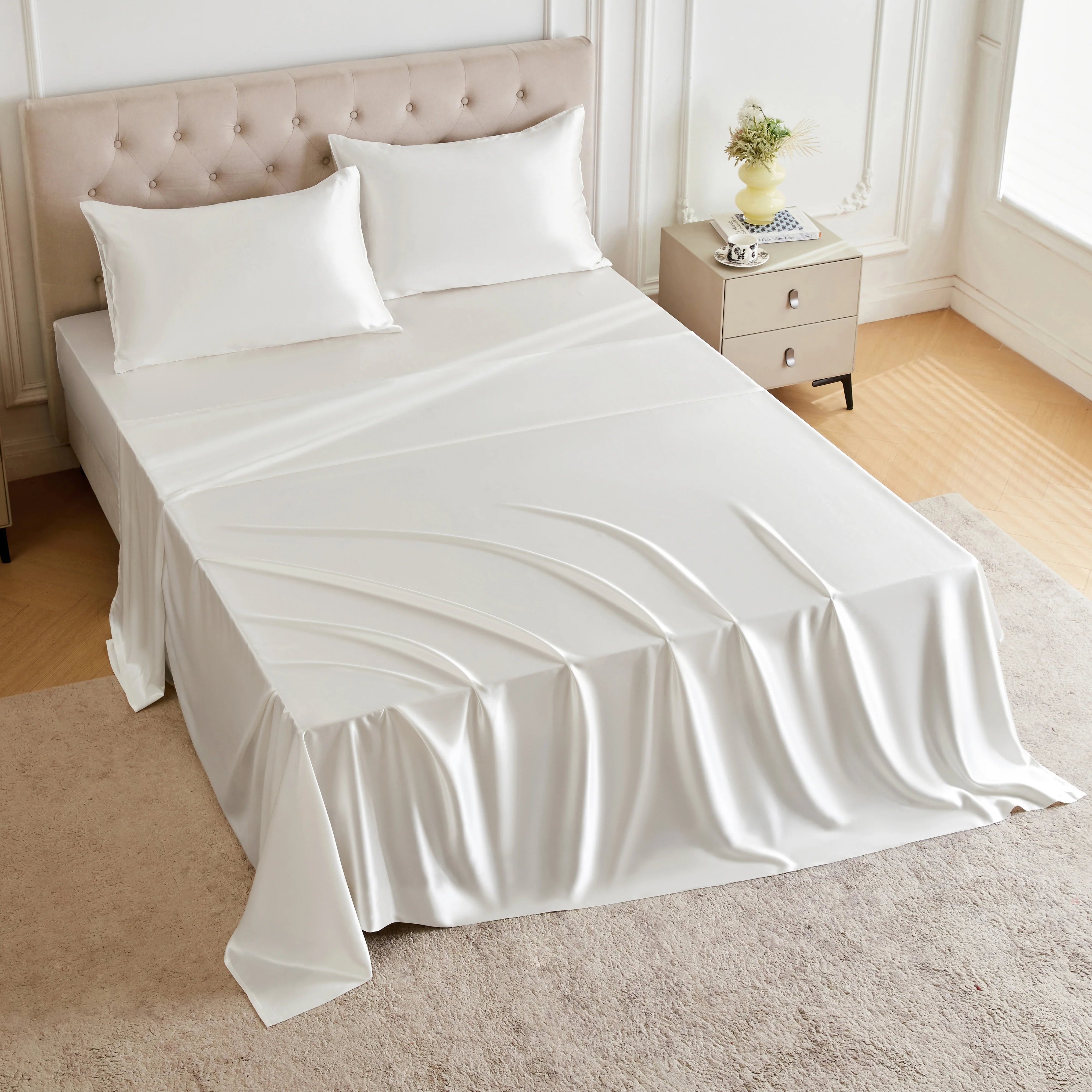 30 Momme Silk Sheet Set - White - Image 9