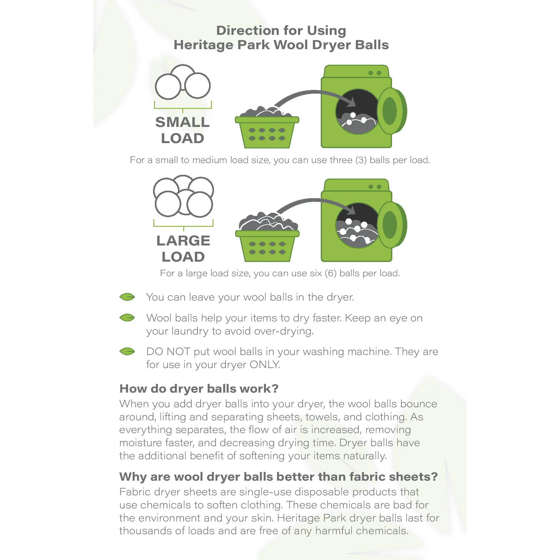 Heritage Park Wool Dryer Balls - White / 6-Pack - Image 4