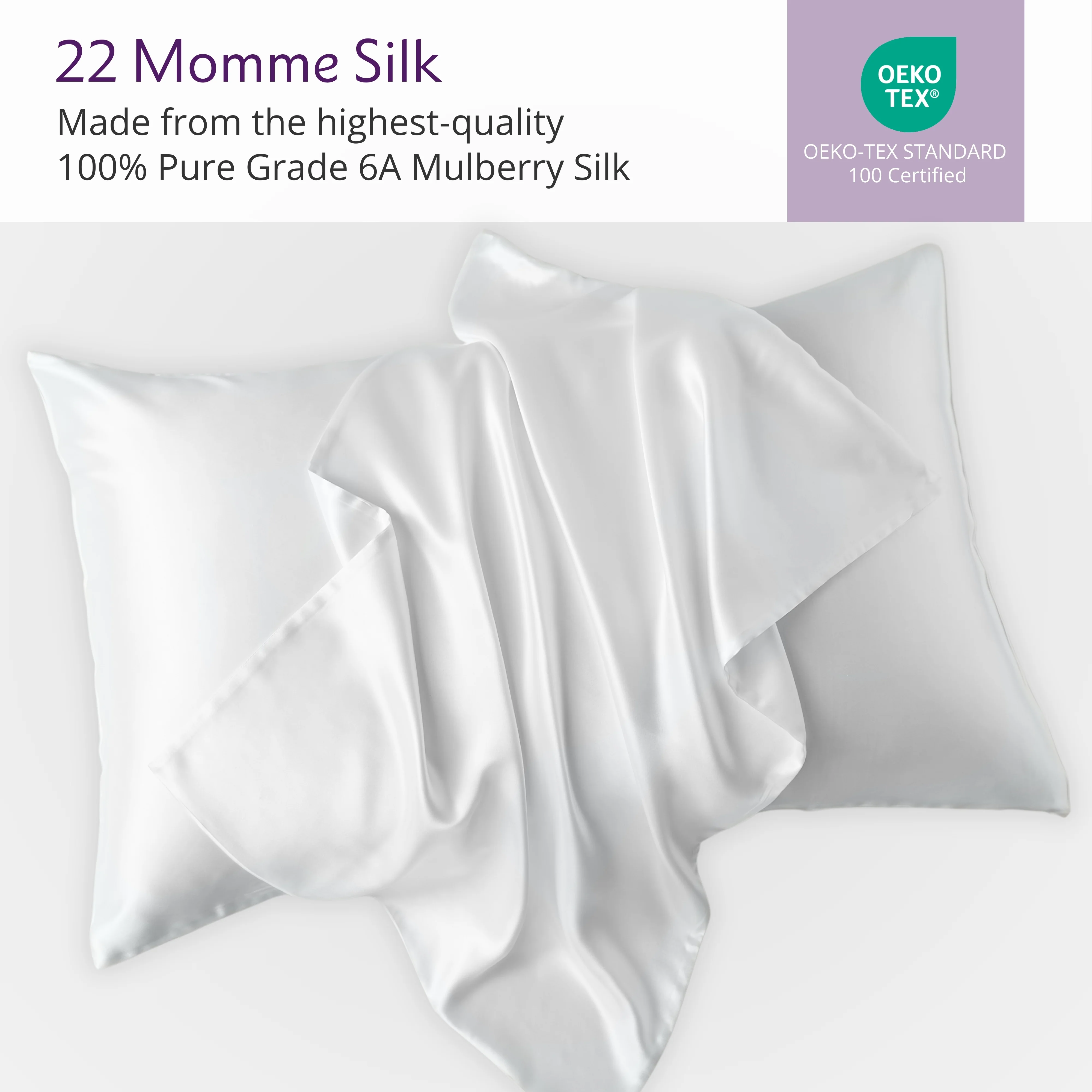 22 Momme Silk Pillowcase - White - Image 4