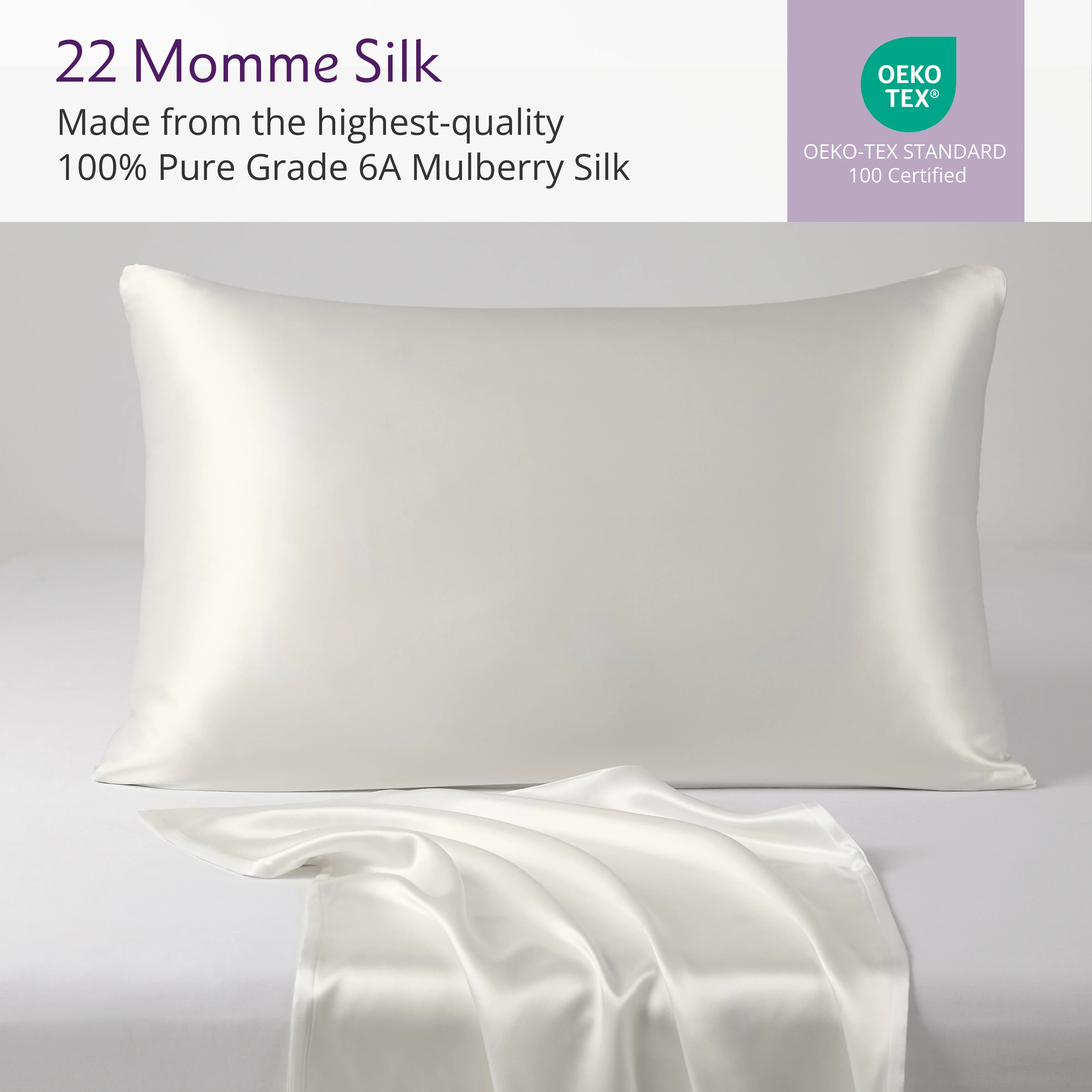 22 Momme Silk Pillowcase - Natural Ivory - Image 4