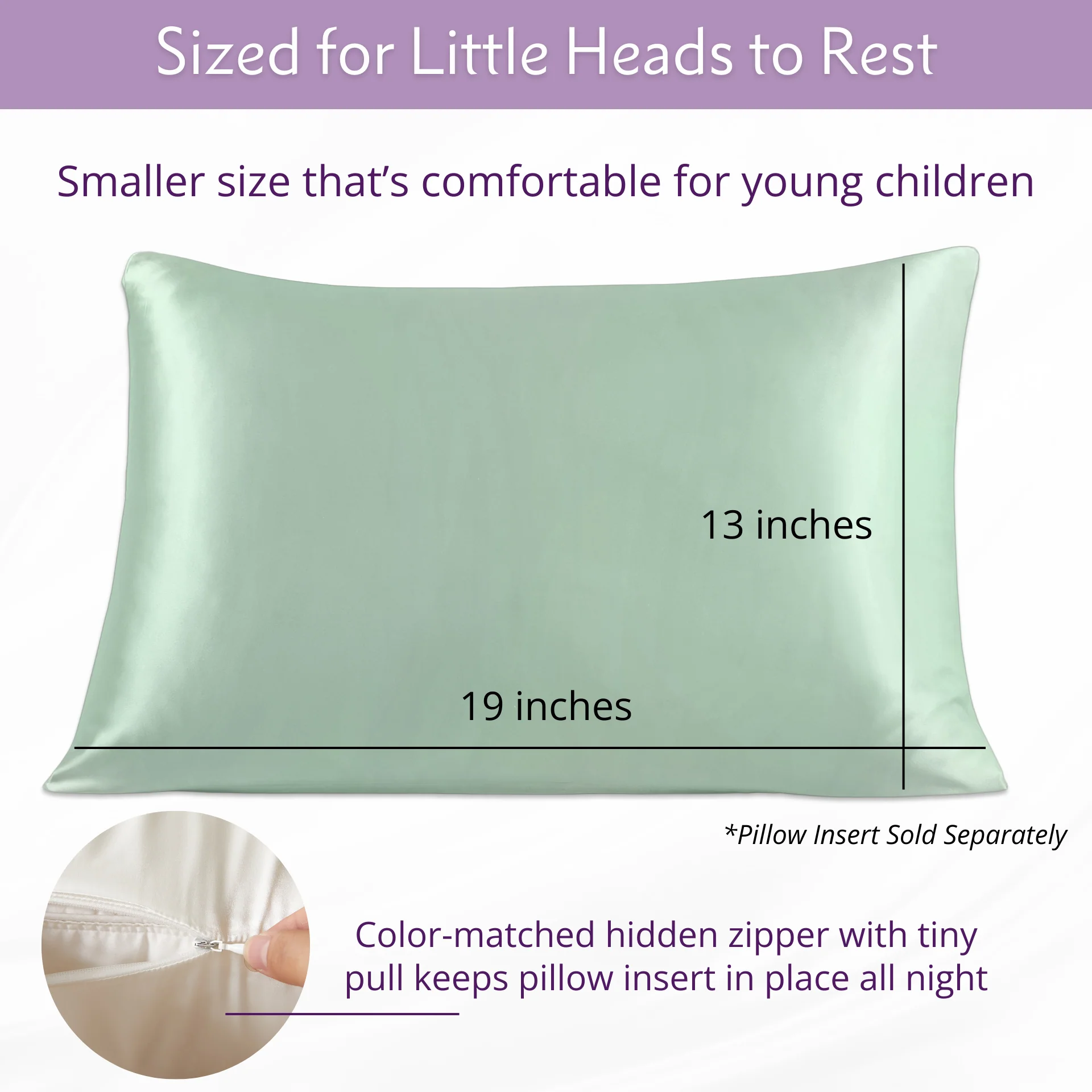 Pure Silk Toddler Pillowcase - Goodnight Green - Image 3