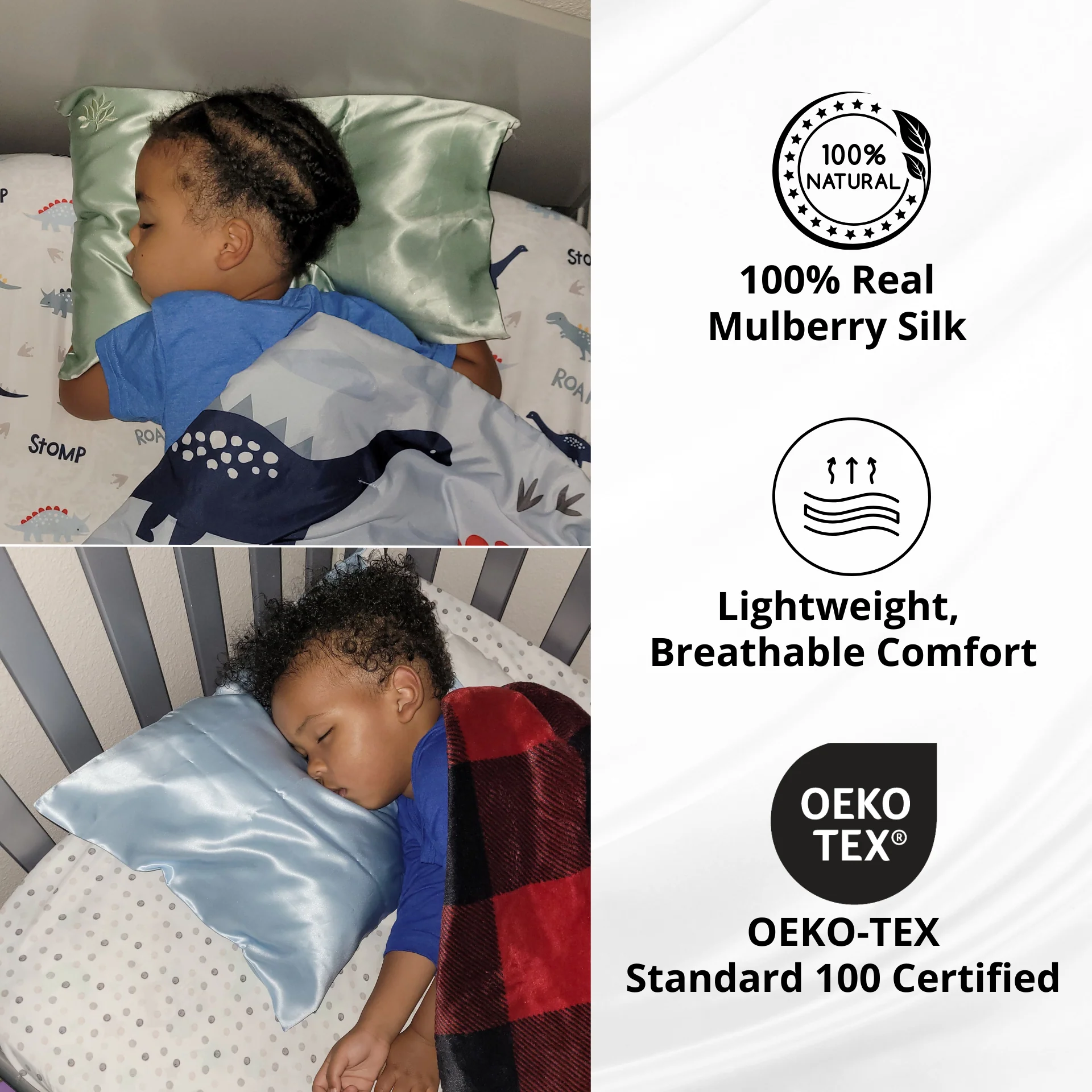 Pure Silk Toddler Pillowcase - Goodnight Green - Image 6