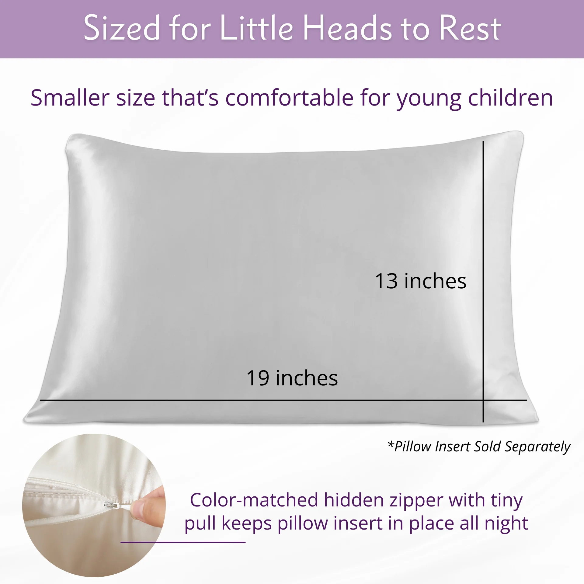 Pure Silk Toddler Pillowcase - Sleepy Silver - Image 3