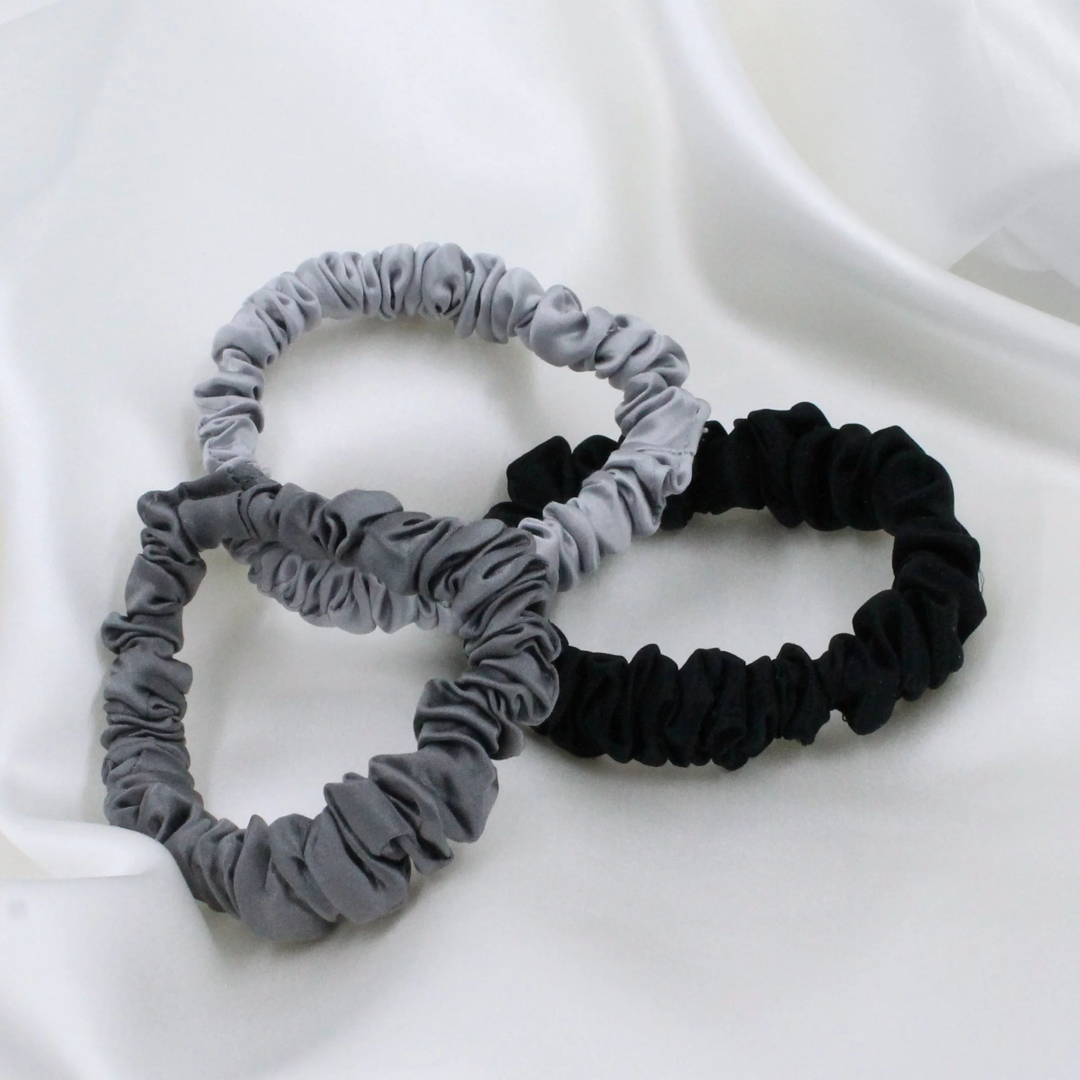 Silk Scrunchies - Black, Silver, Grey - Image 10