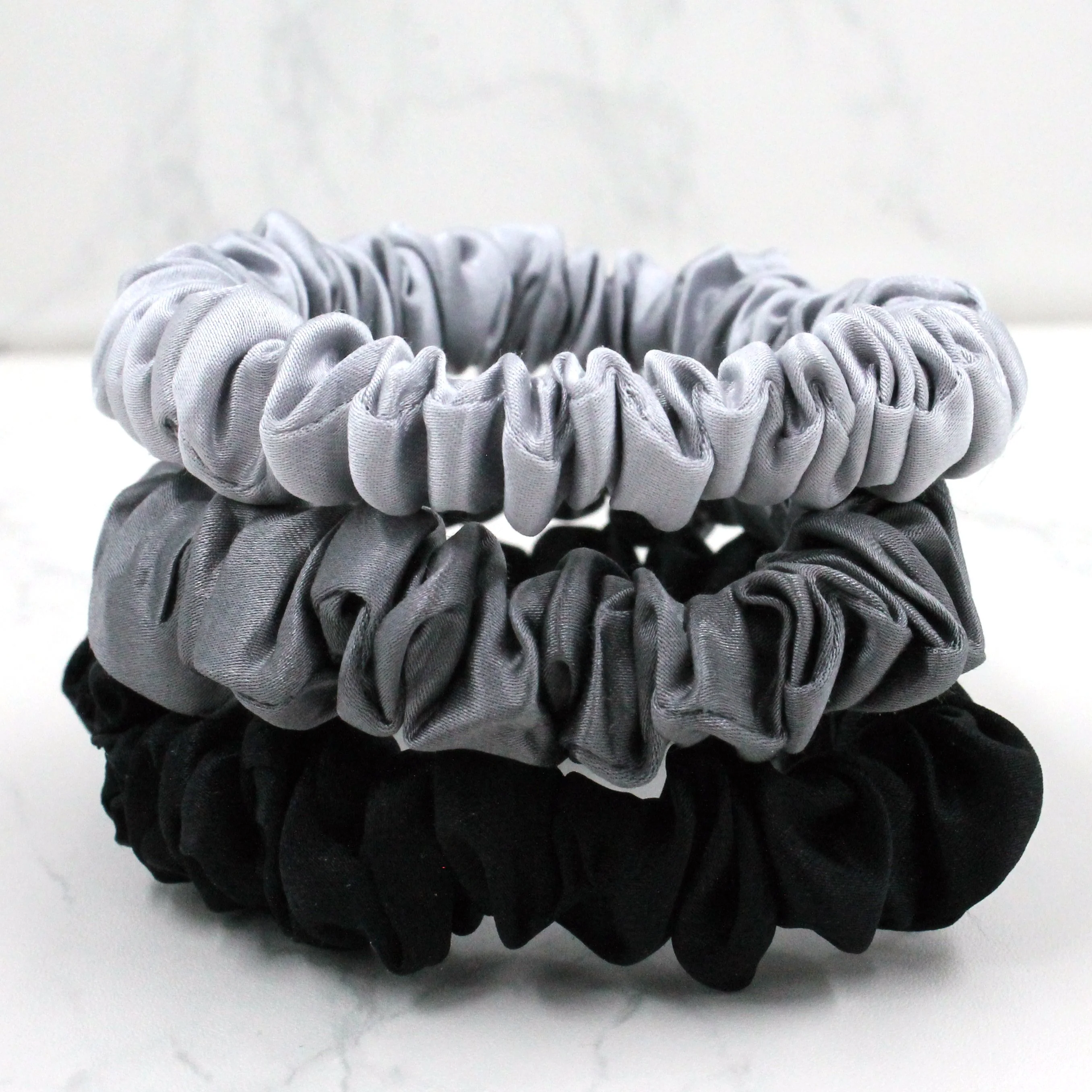Silk Scrunchies - Black, Silver, Grey - Image 19