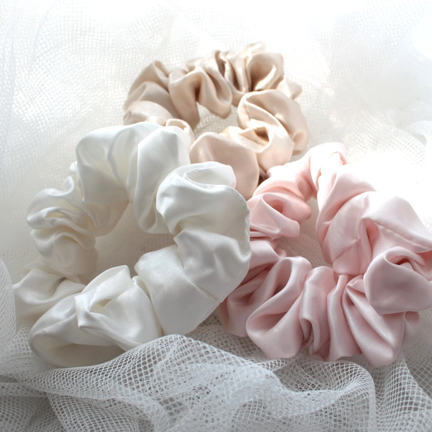 Silk Scrunchies - Ivory, Pink, Sand - Image 13