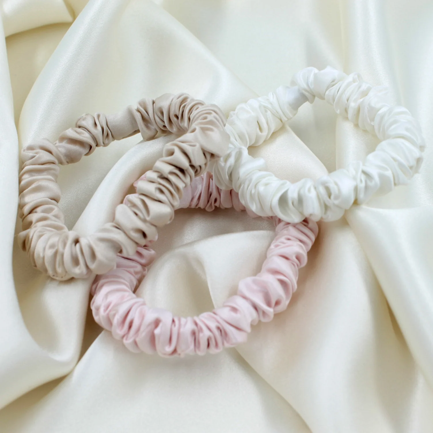 Silk Scrunchies - Ivory, Pink, Sand - Image 23