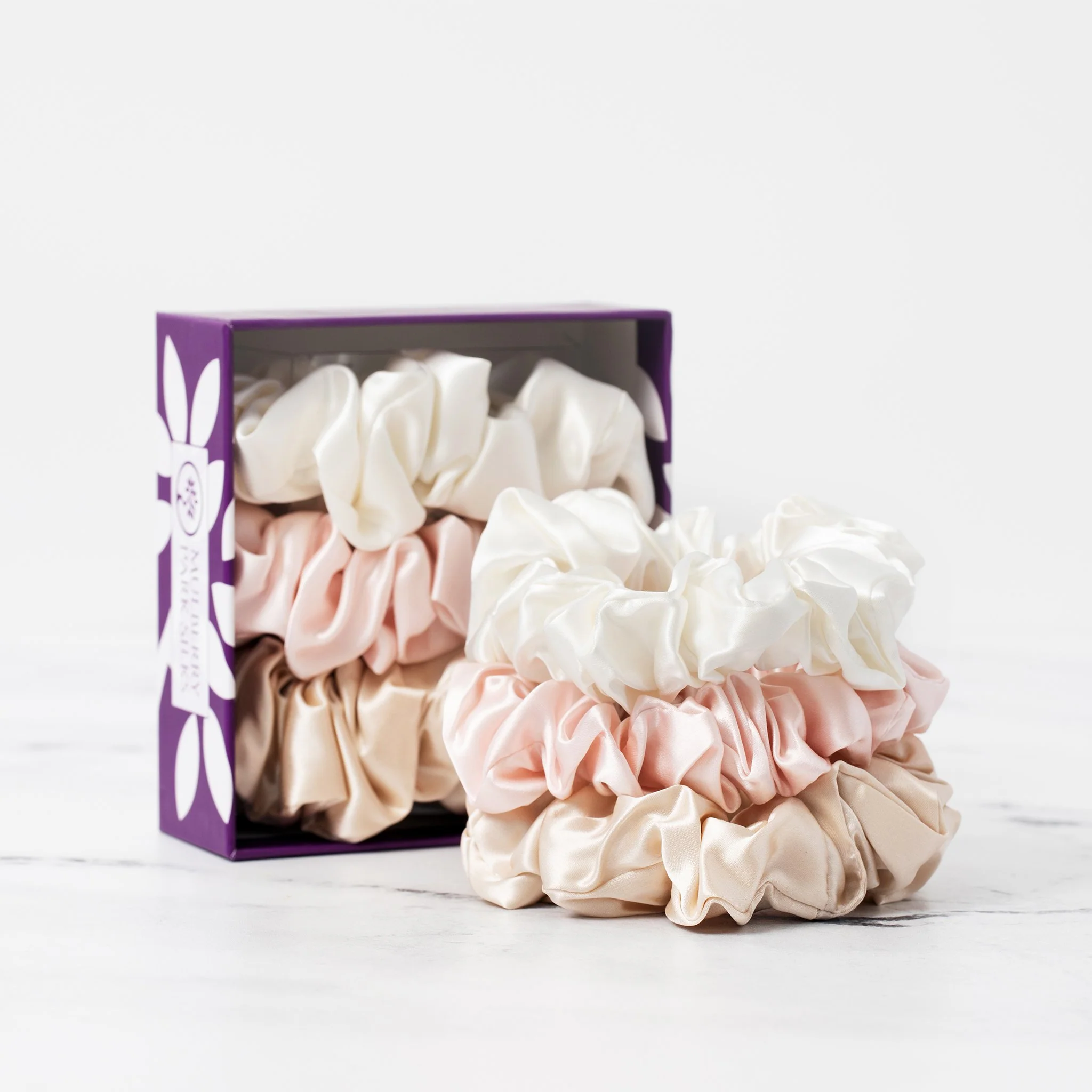 Silk Scrunchies - Ivory, Pink, Sand - Image 3