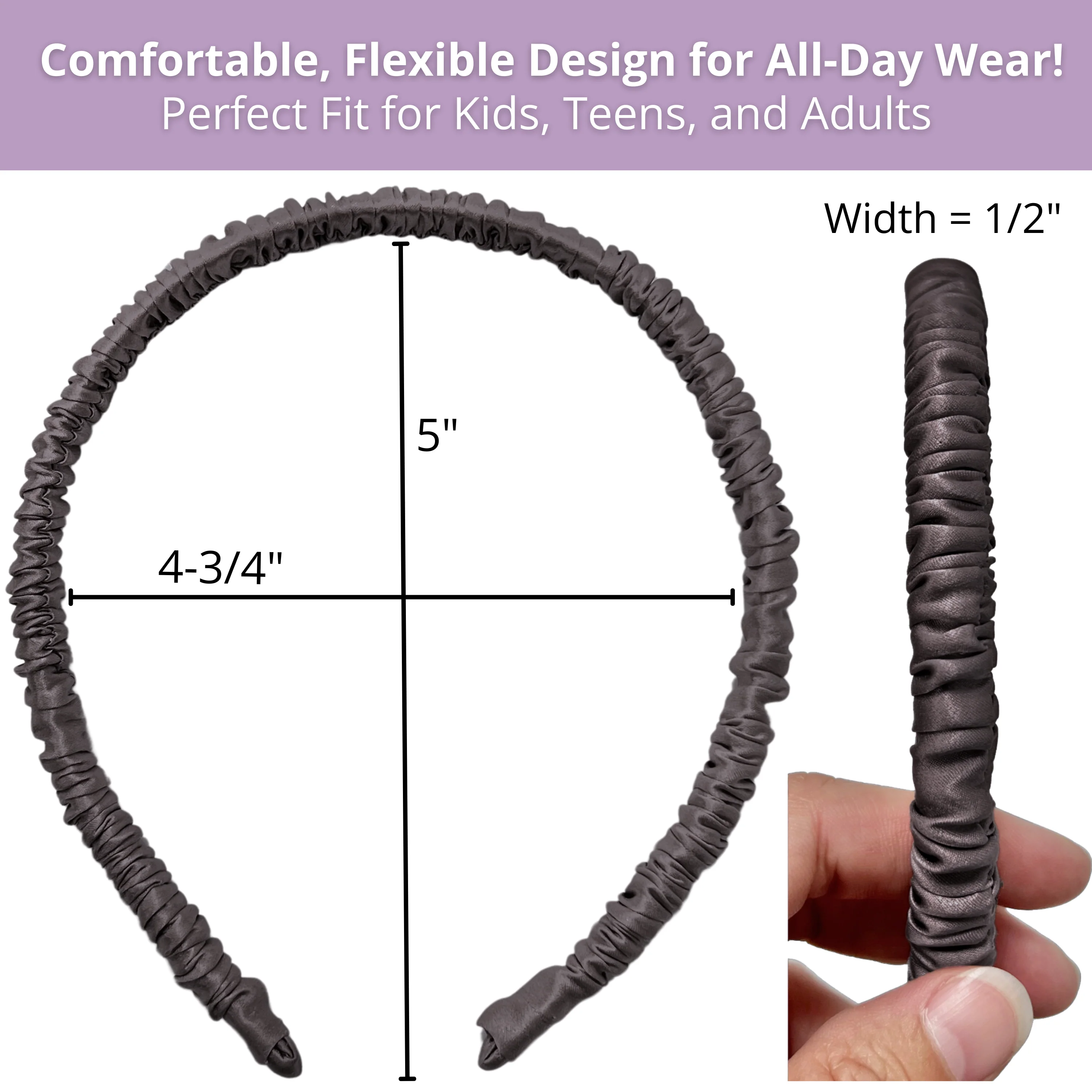 Silk Skinny Scrunched Headband - Black - Image 3