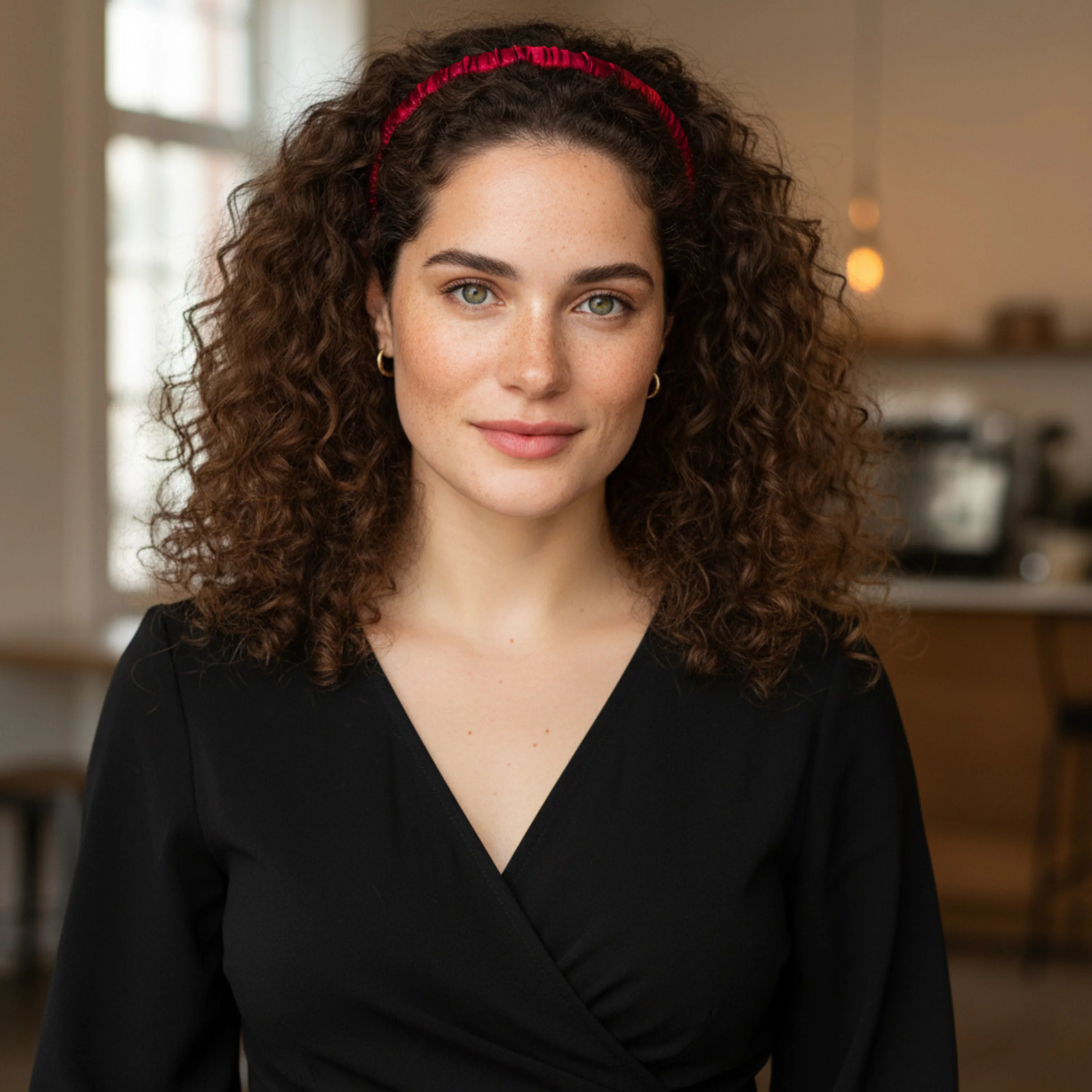 Silk Skinny Scrunched Headband - Cabernet - Image 4