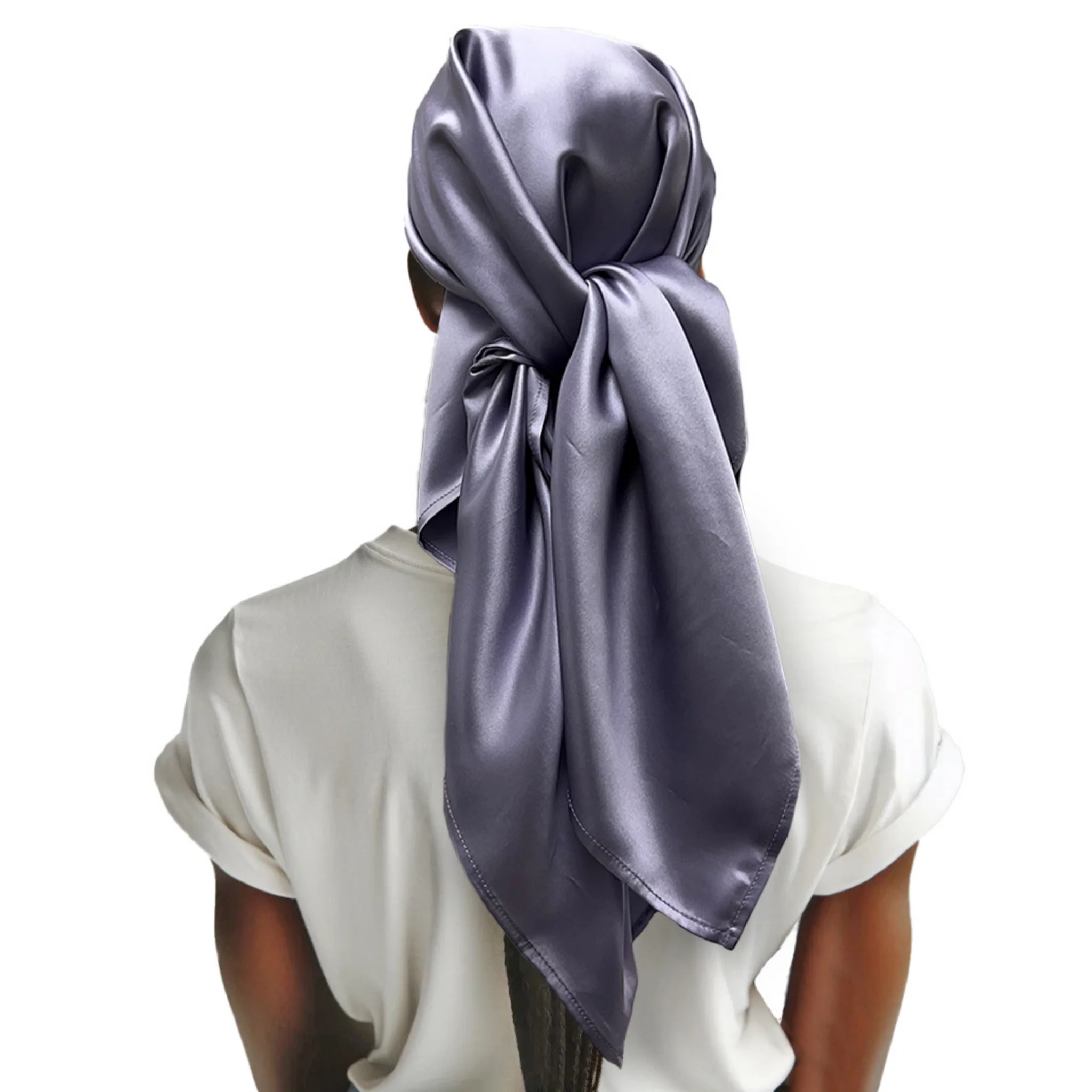 Silk Square Head Scarf - Lilac - Image 8