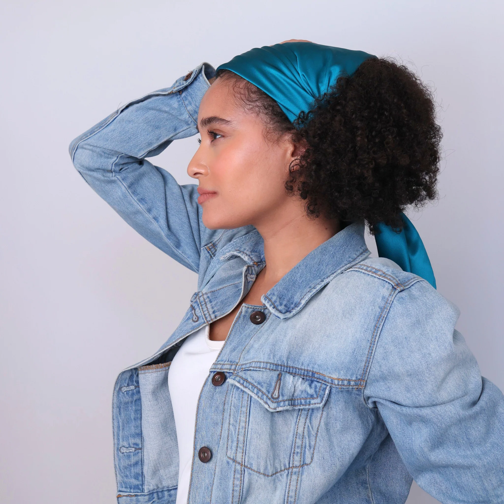 Silk Square Head Scarf - Marina - Image 12