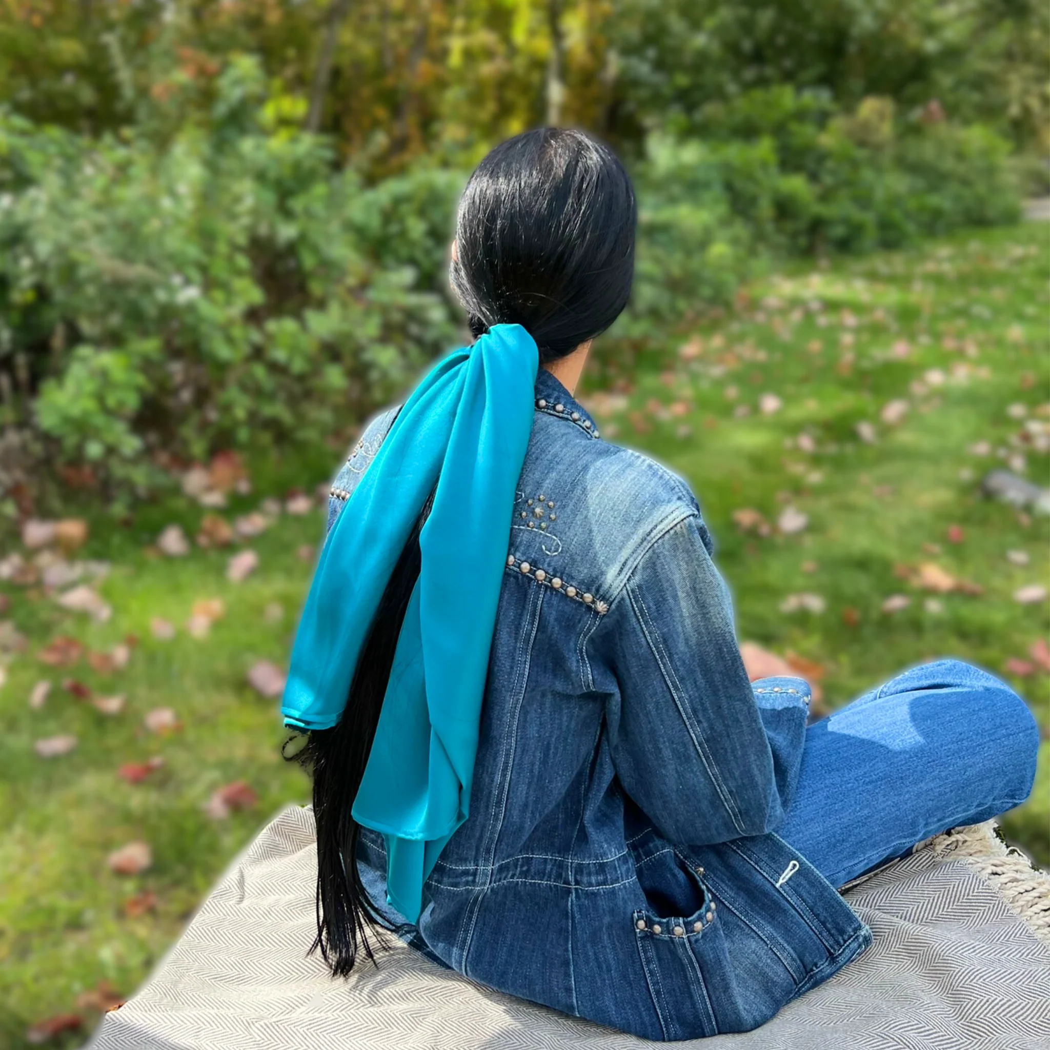 Silk Square Head Scarf - Marina - Image 13