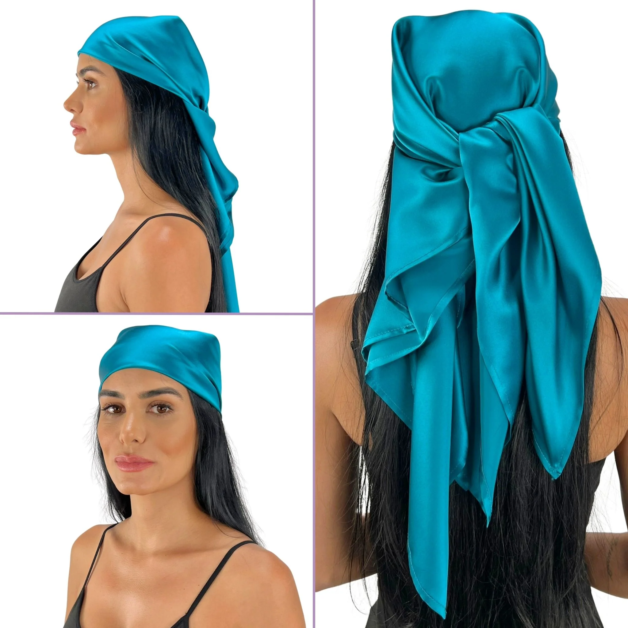 Silk Square Head Scarf - Marina - Image 3