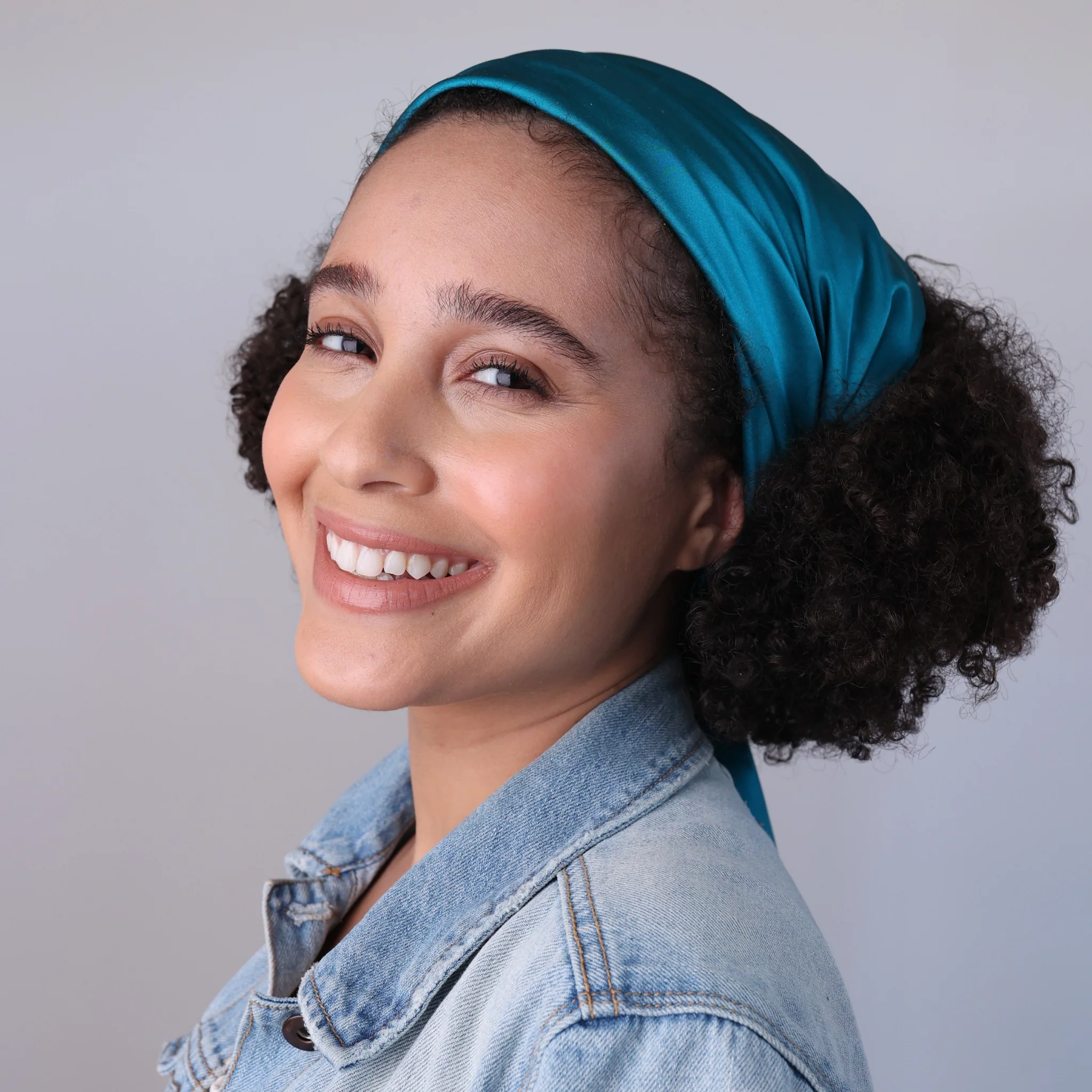 Silk Square Head Scarf - Marina - Image 6