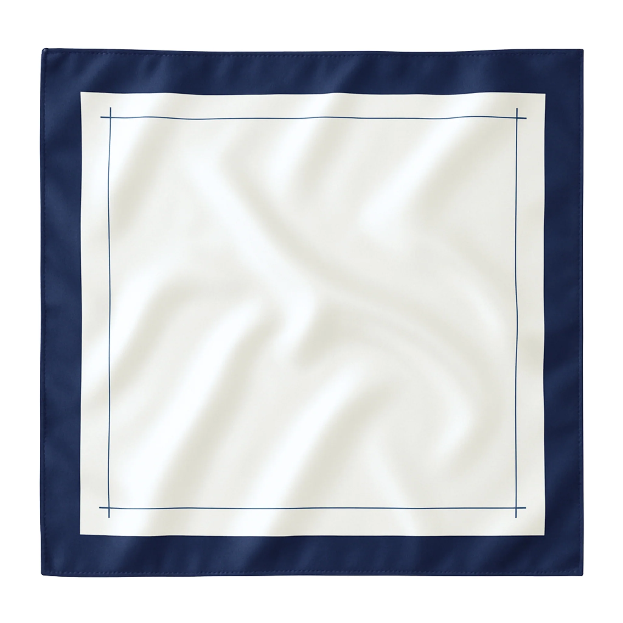Silk Square Head Scarf - Navy/Ivory - Image 3